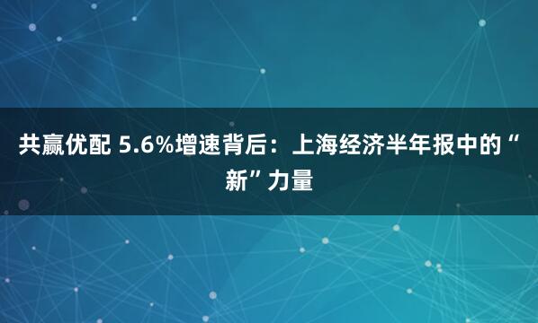 共赢优配 5.6%增速背后：上海经济半年报中的“新”力量
